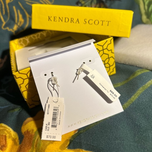 NWT Retired Kendra Scott Carla Earrings in Rose Quartz & Gold. - Picture 3 of 5